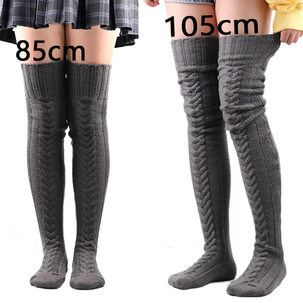 Description Picture 3 of item105cm Harajuku Women Thigh Thigh Stockings Winter Leg Warmers Over Knee Socks Sexy Extra Long Stockings Leg Pile Thick Socks