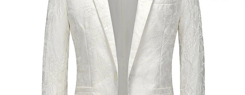 Description Picture 4 of itemNew Fashion Luxury Jacquard Weave Men's Blazer Jacket Handsome Wedding Gentleman Blazer Coats Party Suit