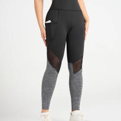 Sexy pocketed patchwork yoga pants and mesh fitness tights for women