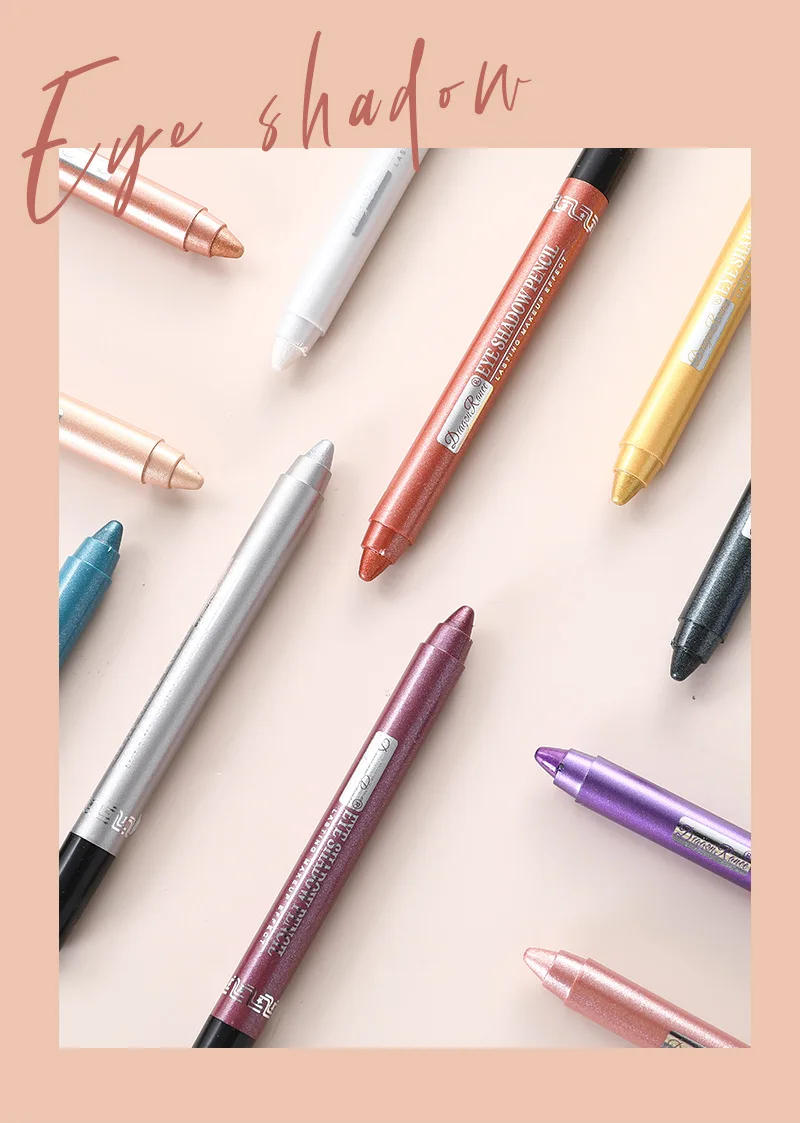 Description Picture 3 of itemMetallic Blue Pearlescent Eyeshadow Pencil Stick Lasting Waterproof Smoky Glitter Grey White Purple Eye Shadow Highlighter Pen