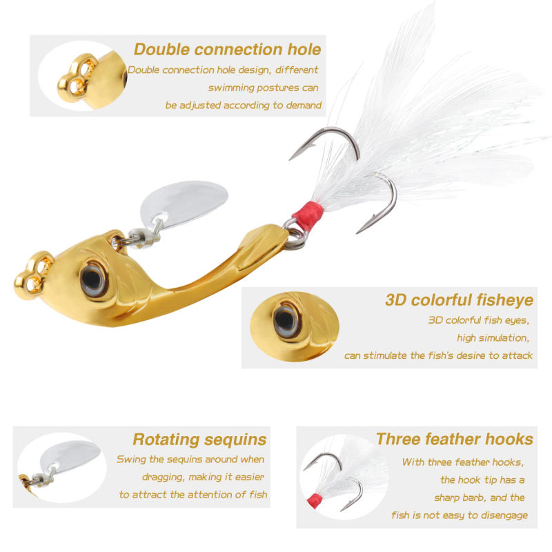 Description Picture 3 of itemSougayilang Lure Set Biomimetic Fish Eye Rotating Sequin Double Connection Hole Feather Hook is a Must-have for Beginner Fishing