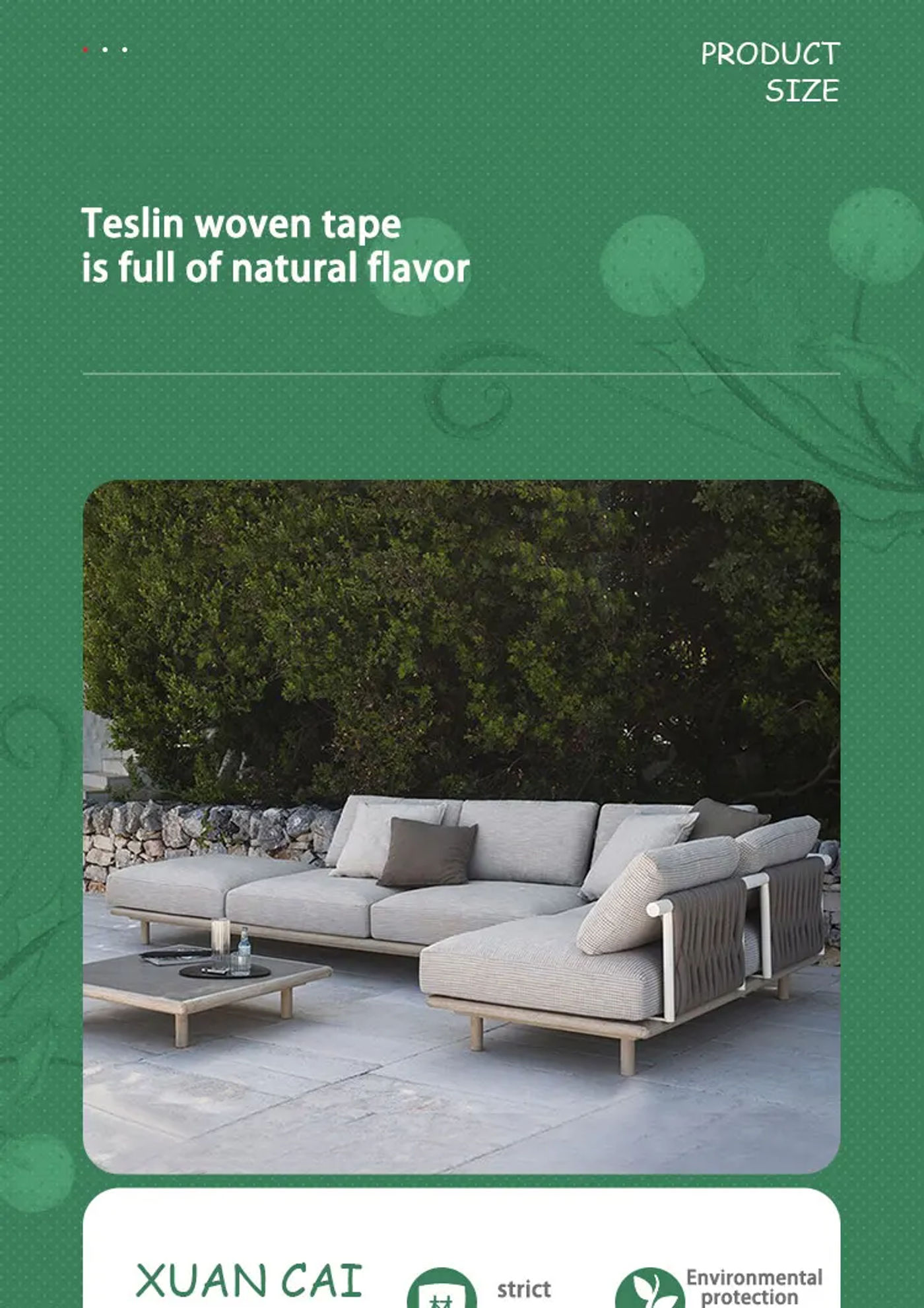 Description Picture 2 of itemPremium Luxury Outdoor Sofa Rattan Woven Solid Wood L-shaped Sofa Villa Garden Patio Combined Furniture Set