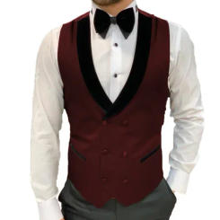 Only Vest Men's Casual Suit Vest Double Breasted Shawl Lapel Dress Waistcoat for Wedding Party Dinner custom vest