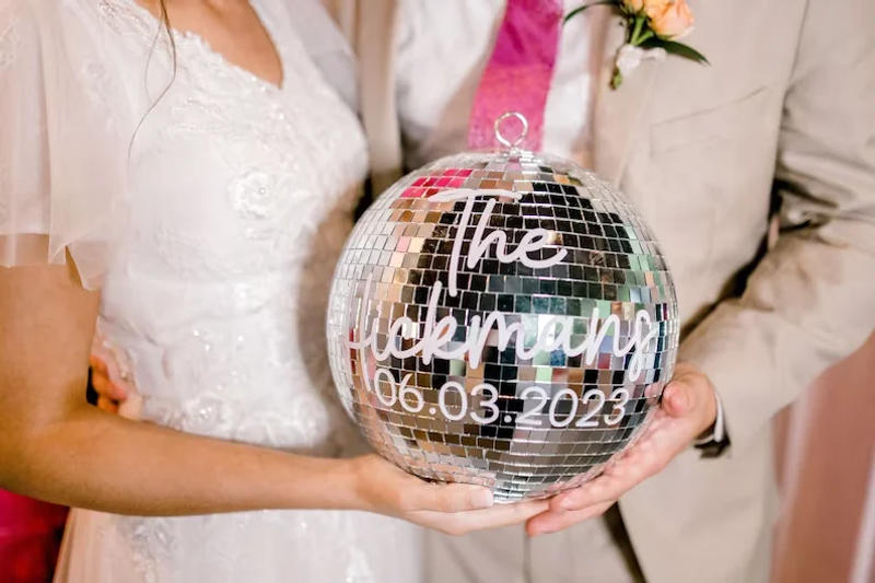 Description Picture 2 of itemPersonalised Disco Ball 20cm Party & Wedding Decor Unique Gift Disco Theme Parties DIY Weddings Showers Events Hen Do