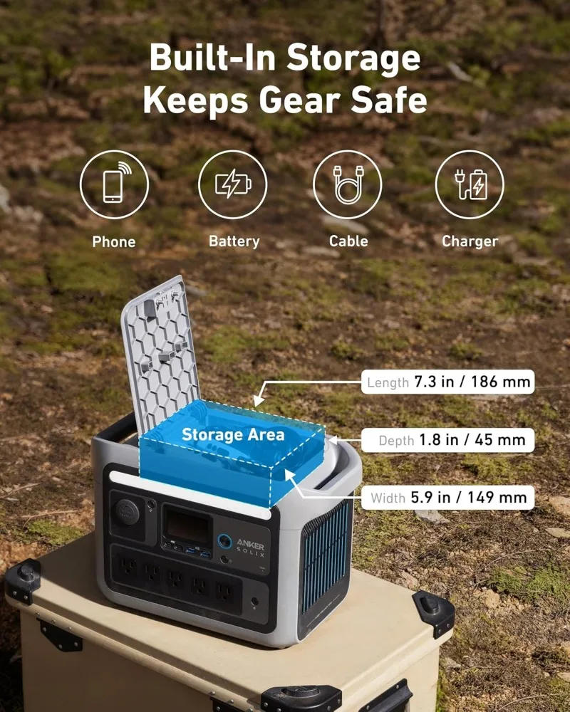 Description Picture 6 of itemC800 Portable Power Station with 200W Solar Panels 1200W (Peak 1600W) Solar Generator Full Charge in 58 Min 768Wh Battery