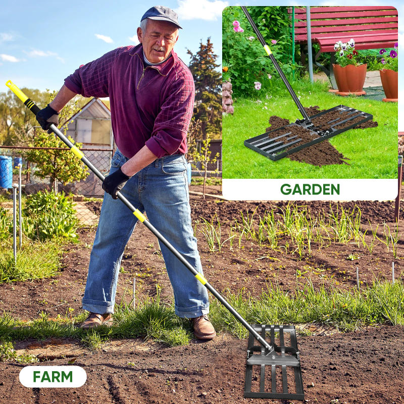 Description Picture 6 of itemLawn Leveling Rake,30"x10" Lawn Leveler Tool for Lawns with 5FT Ergonomic Handle,Heavy Duty Leveling Rakes for Lawns,Yard Garden