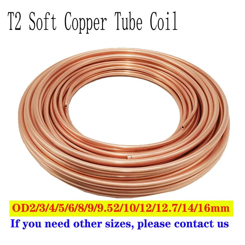 Description Picture 2 of itemSoft Copper Tube Coil OD 2mm/3mm/4mm/5mm/6mm/8mm/10mm/12mm T2 Copper Seamless Round Pipe Tubing Refrigerators Air conditioners