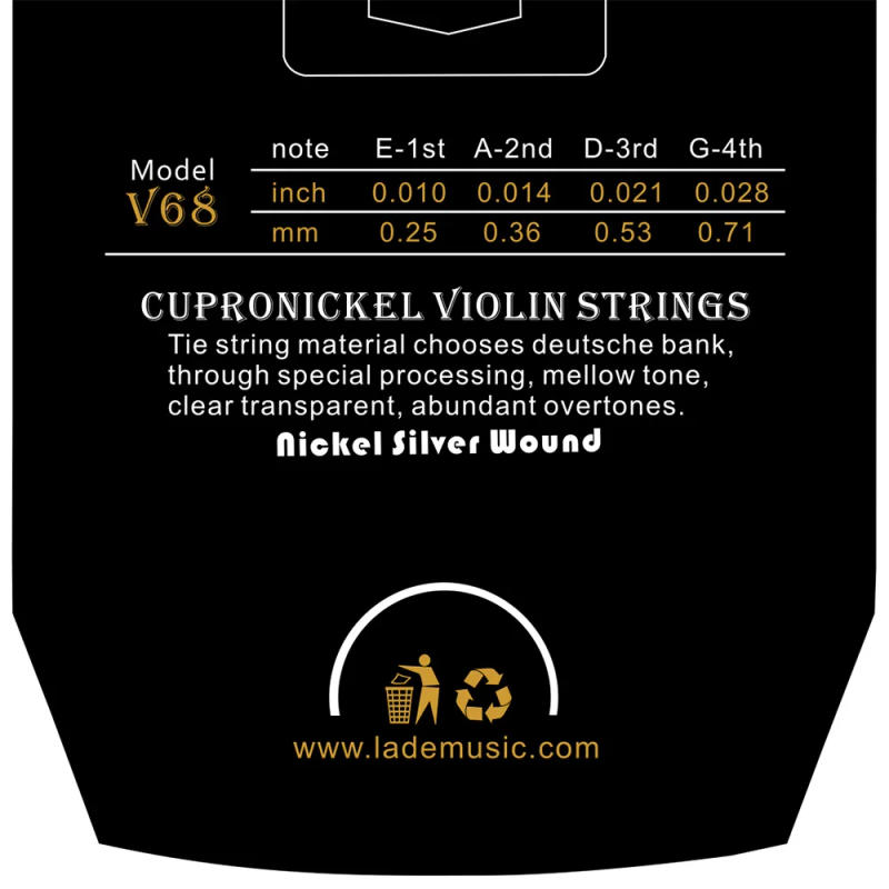 Description Picture 3 of itemIRIN V68 Professional Multiple Colors Violin Strings (E-A-D-G) Nickel Silver Wound for 4/4 3/4 1/2 1/4 Music Accessories
