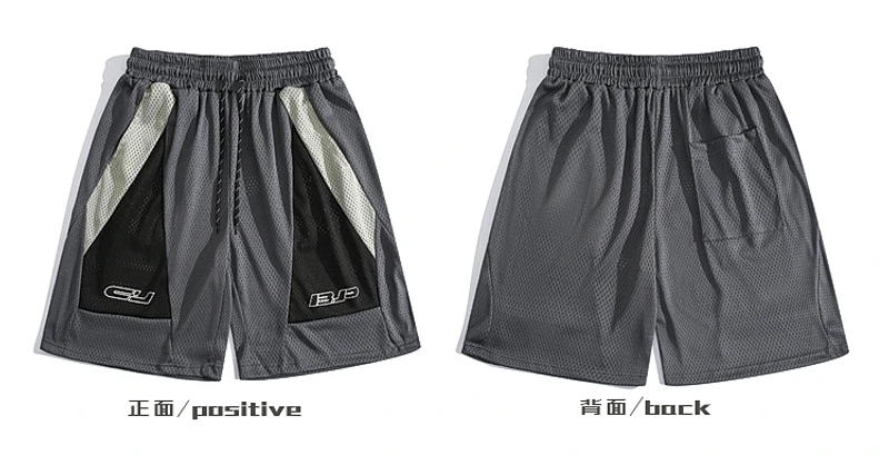 Description Picture 3 of itemMen's American Basketball Mesh Breathable Shorts Summer Spliced Sports Fitness Running Personalized Quick-drying Short Pants