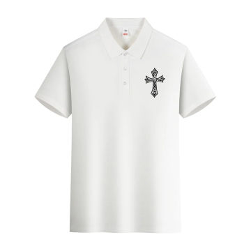 Cross Logo Mens Polo Tshirt Summer Casual Fashion Oversized Clothing Top Loose Comfortable Soft T-Shirt