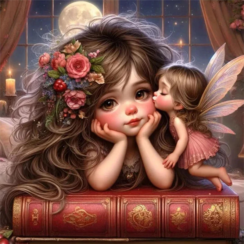 Description Picture 6 of itemFull Embroidery Eco-cotton Thread 11CT Printed Girl Cross Stitch Kit Art 40x40cm