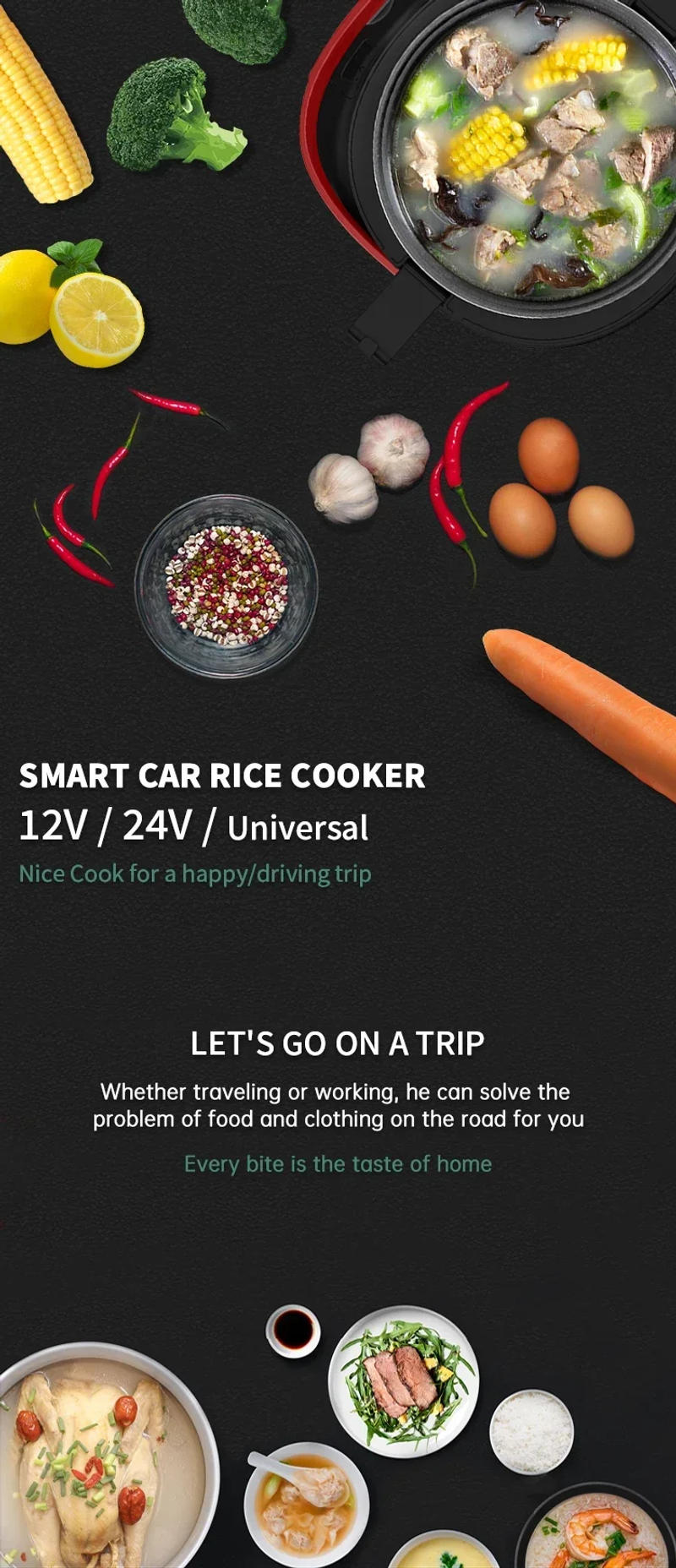 Description Picture 3 of itemElectric Mini Rice Cooker MultiCooker Portable Car Rice Cooker 12V 24V Cooking Machine For Car and Truck English Menu