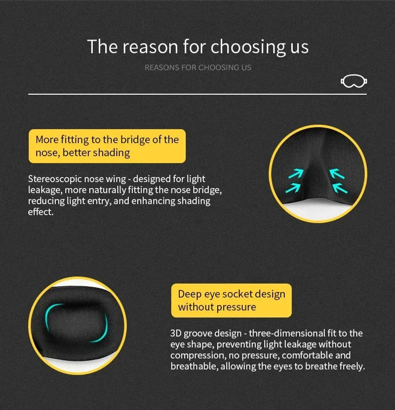 Description Picture 4 of item3D Sleeping Eye Mask Travel Rest Aid Eye Cover Patch Paded Soft Sleeping Mask Blindfold Eye Relax Massager