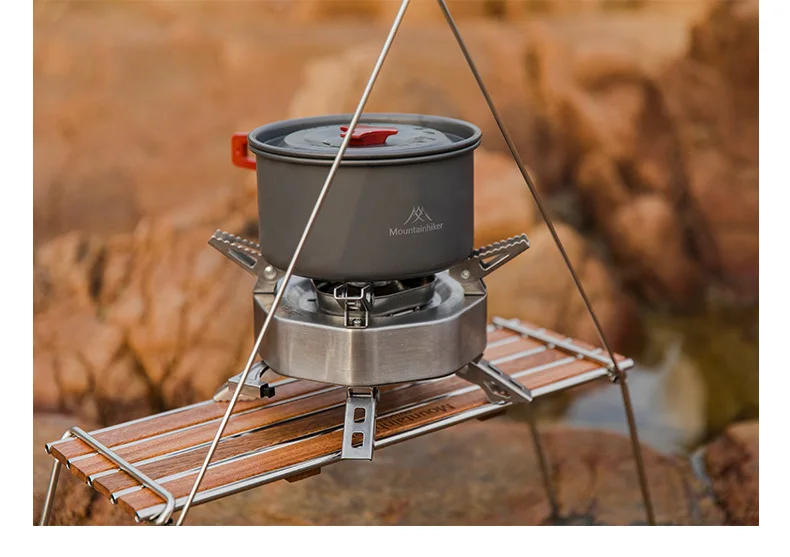 Description Picture 5 of itemMOUNTAINHIKER Outdoor Camping Rack Beautiful Practical 304 Stainless Steel Sabilli Wood Folding Family Picnic Rack Small A Table