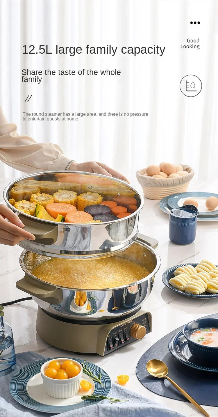 Description Picture 5 of itemSteam Pot Electric Steamer Multi-Functional Caldron Electric Hot Pot Big Head Pot Frying Pan Steamed Household Appliances