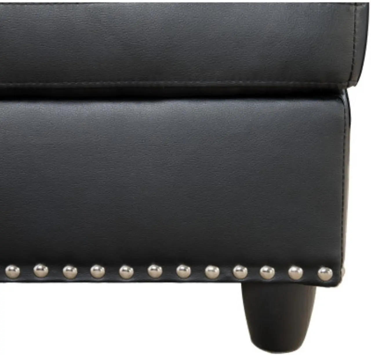 Description Picture 5 of itemFaux Leather Sectional Sofa Set with Ottoman，Comes with 2 Toss Pillows and Ottoman Has The Storage Function, Living Room Sofas