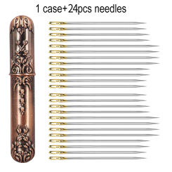 Vintage Needle Case Portable Sewing Storage Case Embroidery Needle Storage Case Box With 24pcs Self Threading Needles