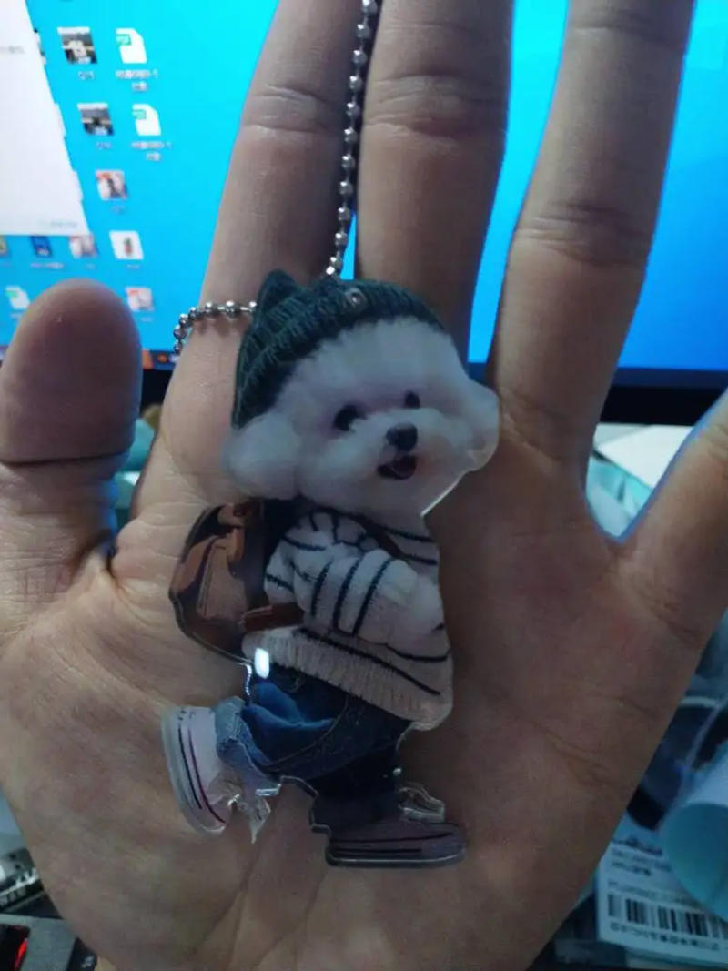 Description Picture 2 of item2D Acrylic Creative Puppy Man Backpack Rearview Mirrors Pendant Car Hanging Ornaments Car Decor Accessories Gifts Women Men