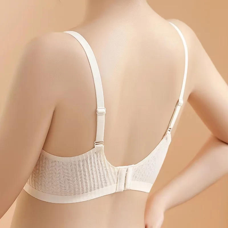 Description Picture 5 of itemNew Top Lace Seamless Women's Underwear Small Chest Gathered Non-slip No Steel Ring Sexy Sling Beautiful Back Bra Thin Section