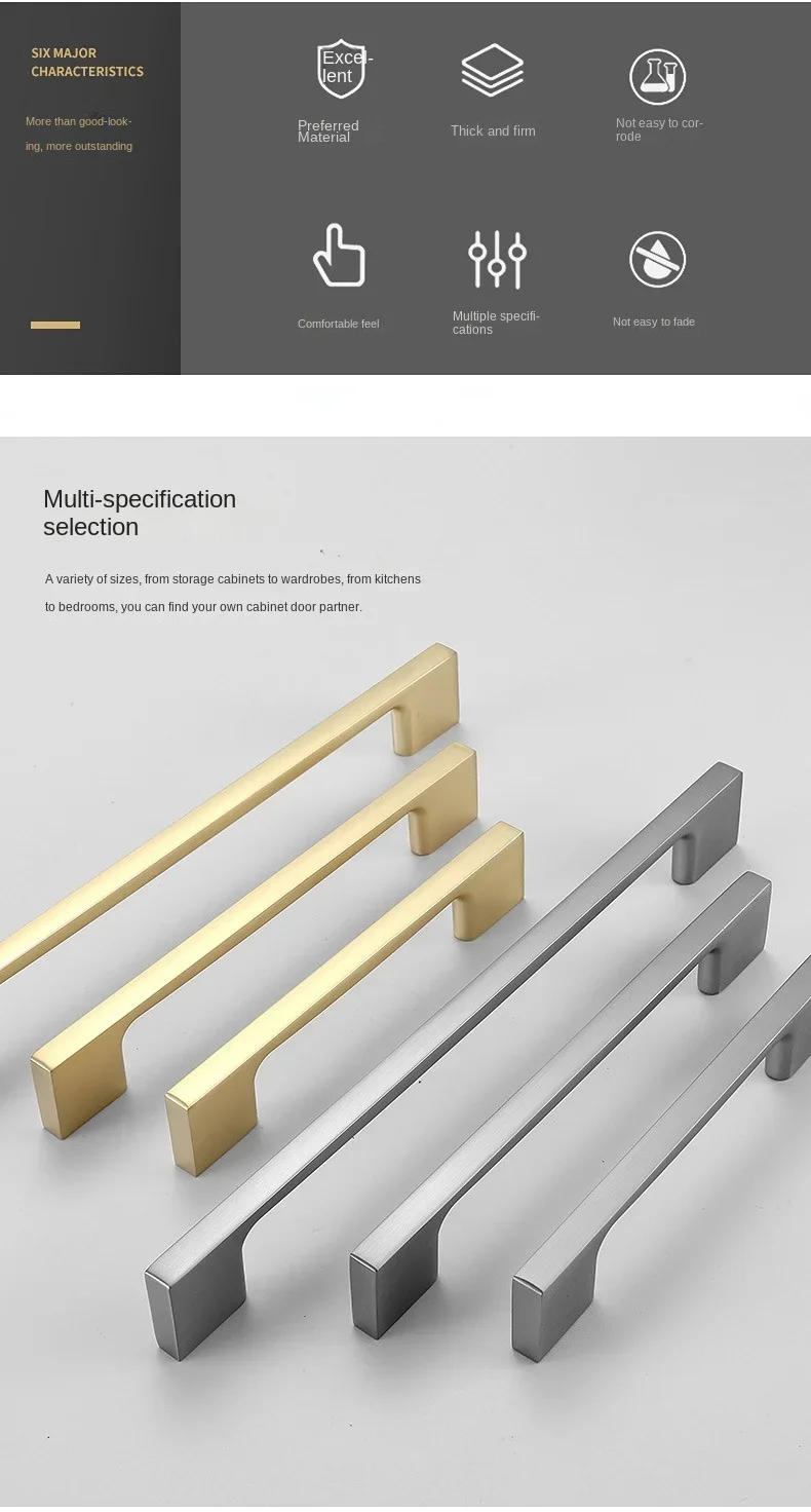 Description Picture 3 of itemZinc Alloy Solid Handles Kitchen Cabinet Gold Knobs Wardrobe Door Drawer Shajin Pulls Furniture Cabinet Handles