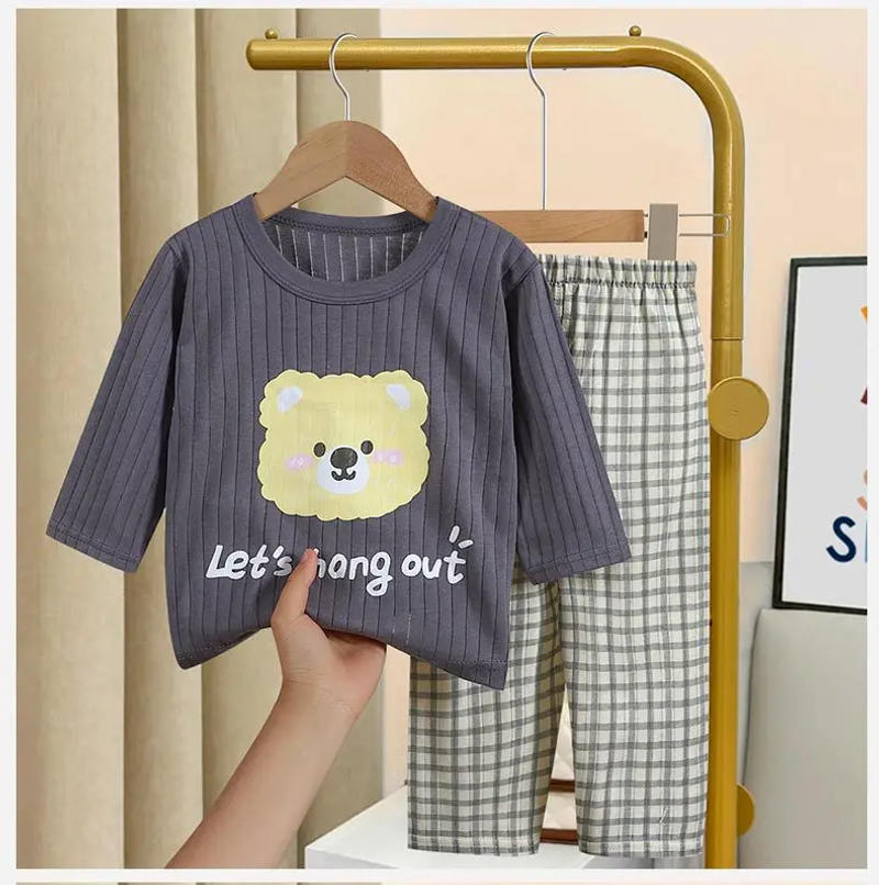 Description Picture 3 of itemNew Arrival Spring Summer Long Sleeve Sets Baby Unisex Pure Cotton Pajamas Suits Cartoon Printed Tops Trousers 2pcs Underwear