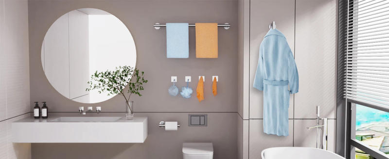 Description Picture 2 of itemStainless Steel Bathroom Hardware Set Robe Hook Towel Rail Bar Rack Bar Shelf Tissue Paper Holder Holder Bathroom