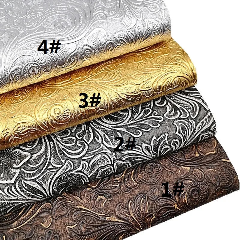 Description Picture 2 of itemSunflowers Embossed Vintage Synthetic Leather Fabric Sheets Faux Leather For Bags Shoes Bows DIY Craft Sheets Mini Rolls W017