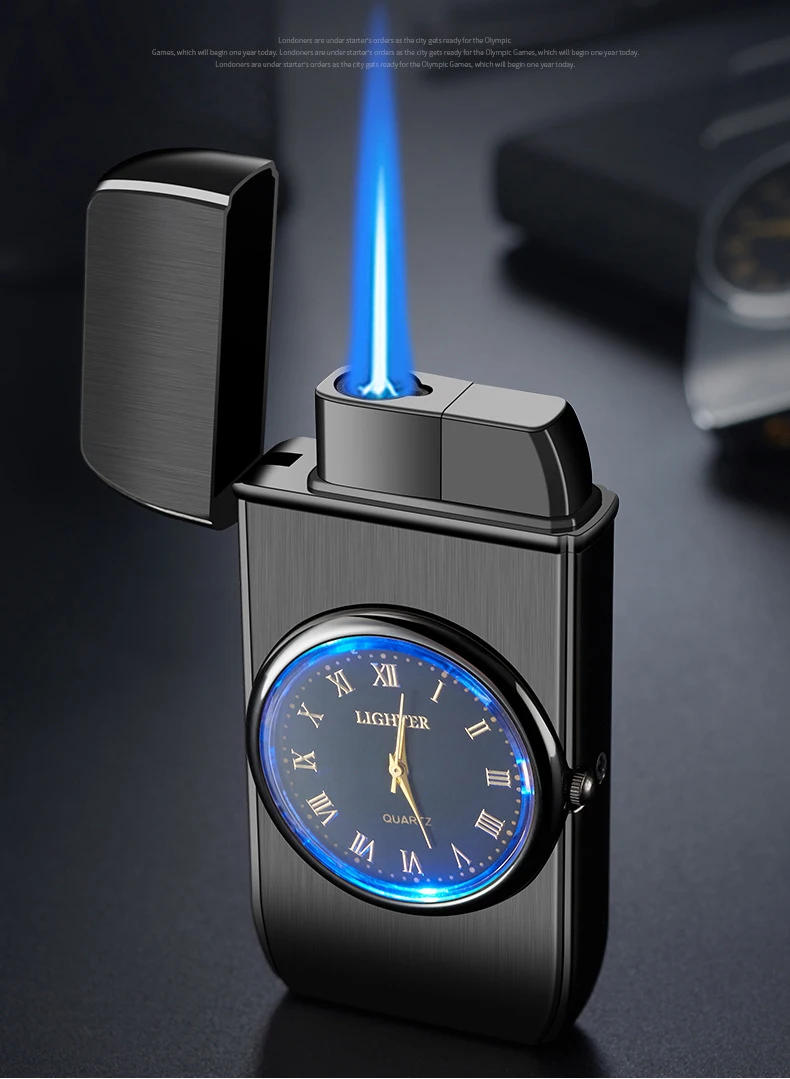Description Picture 2 of itemUnusual Metal Watch Gas Lighters Butane Windproof Lighters Turbo Lighters Gifts Gadgets Cigarette Lighters for Men