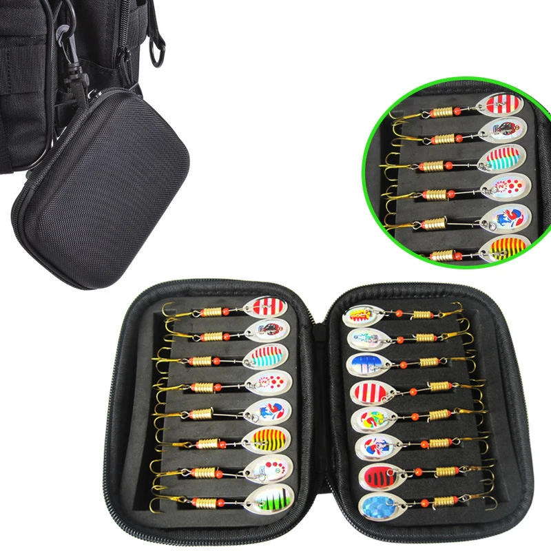 Description Picture 3 of itemJSFUN Portabale Fly Fishing Lure Spinner Spoon Bait Foam Box Trout Flies Fishook Fish Hook Hard EVA Storage Case Container Bag