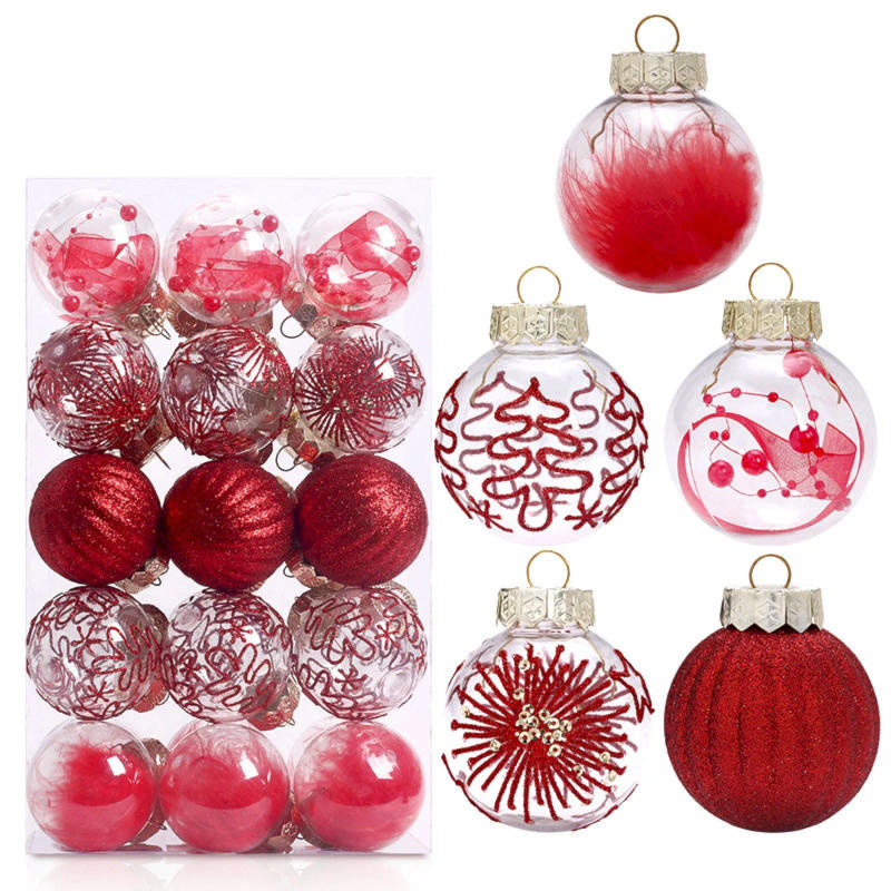 Description Picture 4 of item6/16/30PCS Clear Christmas Ball Ornament Set Shatterproof Xmas Tree Ball Bell Decoration New Year Party Indoor Colorful Hangings