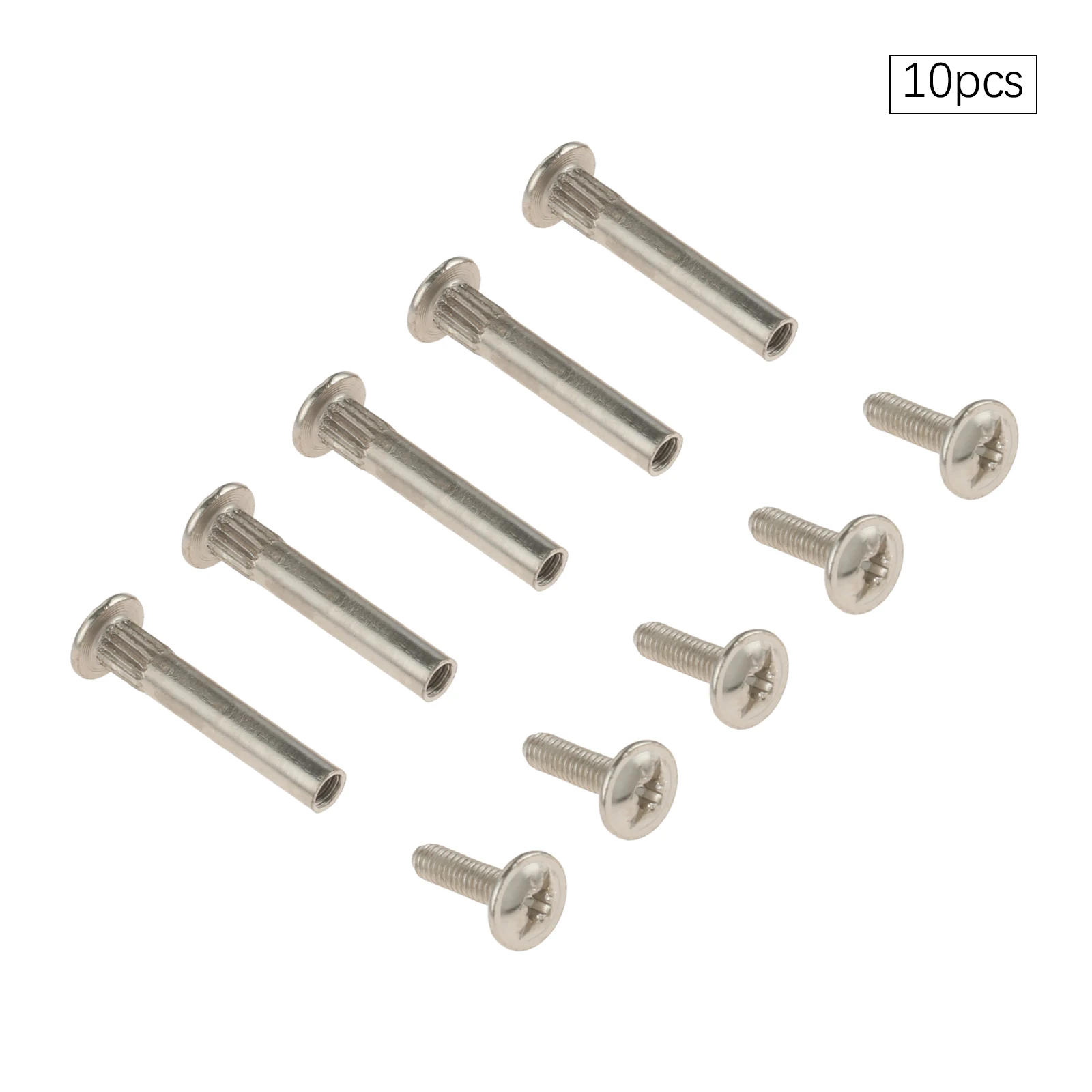 Description Picture 3 of item10 Set M5 Screw with Nut Kit Splint Nut Male-Female Snap Rivets Butt Set Kitchen Furniture Cabinet Childrens Bed Connectors Bolt