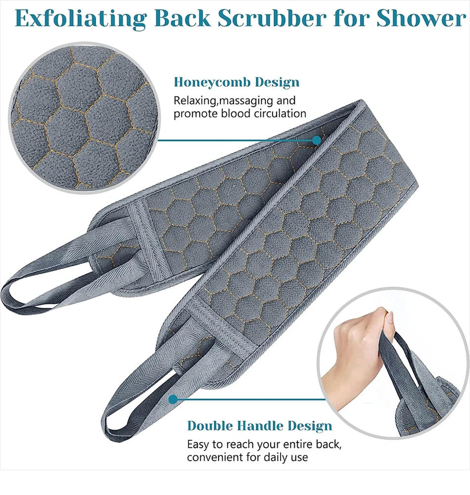 Description Picture 6 of item3pcs/set Exfoliating Body Scrubber Set Bath Glove and Shower Bath Sponge Loofah Exfoliator Massager Dead Skin Removal Bath Tool