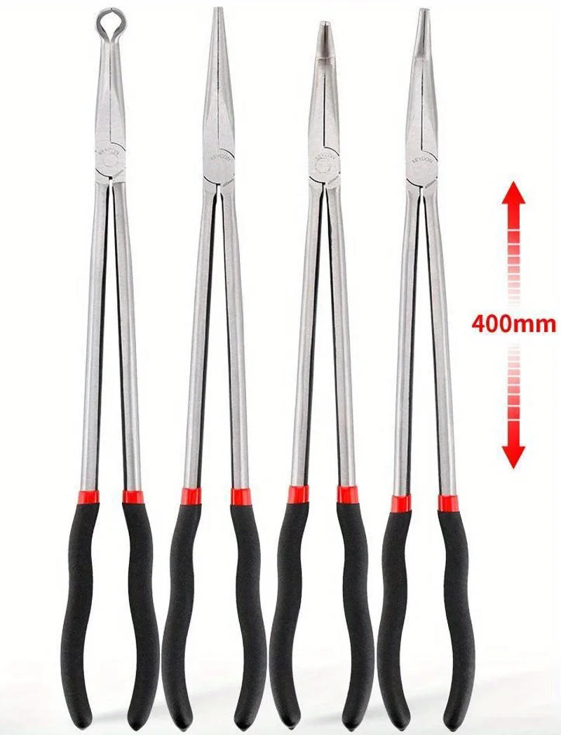 Description Picture 3 of item1Set 16inch Multi-purpose Long Nose Pliers Straight Needle Nose Pliers 25 / 45 Degree Curved