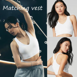 AL Comfortable Short V-neck Vest Tank Top Women Halter Top High Elasticity Soft Skin Fashion Yoga Wear A Chest Pad