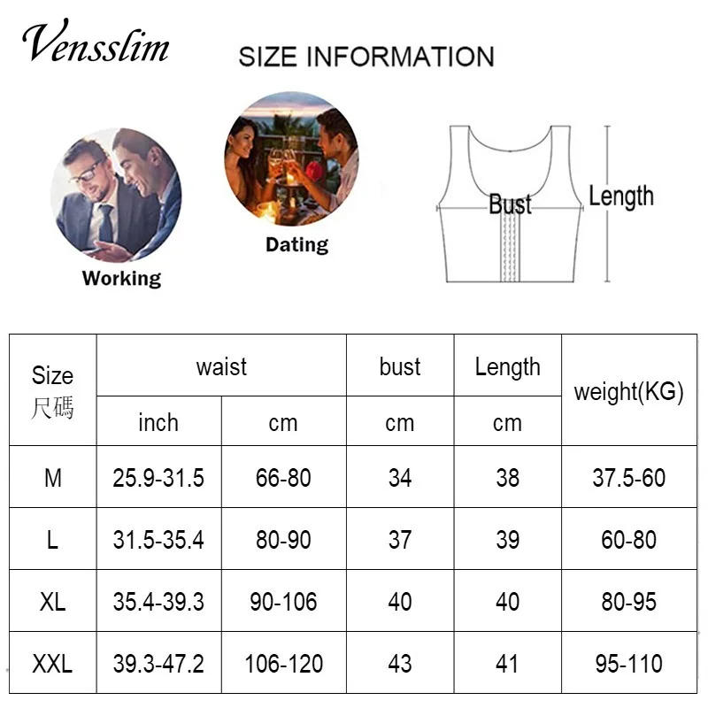 Description Picture 3 of itemVensslim Men Chest Vest Sweat Chest Bandage Tight-fitting Underwear Body Shaper Corset Support Chest Compression Correct Posture