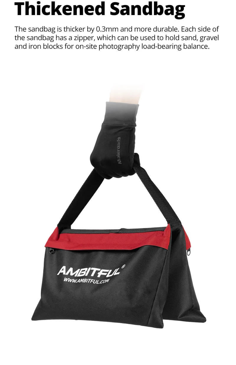 Description Picture 5 of itemAmbitful 44x33cm Load-Bearing Sandbag Photography Studio Video Stage Film Heavy Duty Sandbag  for Light Stands Boom Arms Tripods