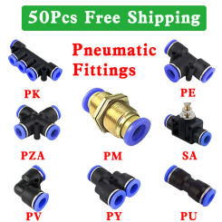 50pcs Air Pneumatic Fittings PU PV PY PE PM PZA PK SA 4mm 6mm 8mm 10mm 12mm Plastic Fitting Hose Quick Couplings Pipe Connectors