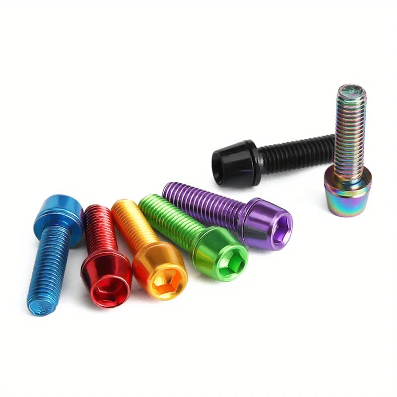Description Picture 6 of item6pcs/set M5*18MM Bicycle Handlebar Screws Titanium-plated Colorful Stainless Steel MTB Bike Handle bar Stem Riser Screw In Bolts