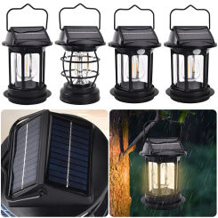 Solar Handheld Vintage Camping Lantern Waterproof USB Rechargeable Outdoor Tent Light Retro LED Camping Lamp