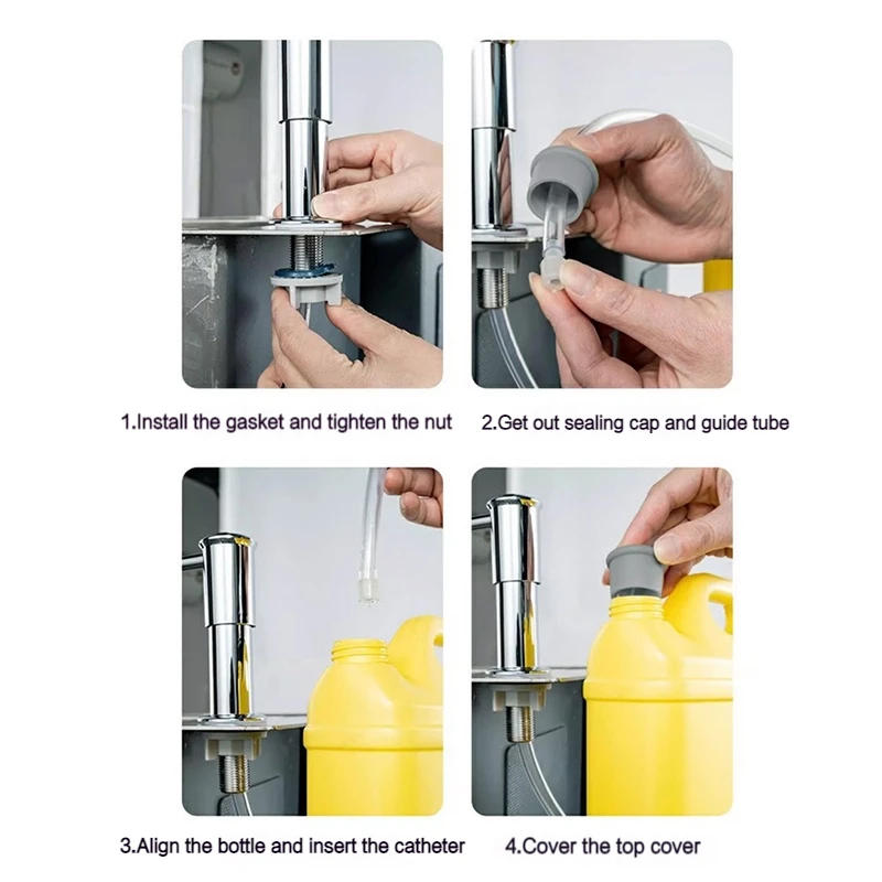 Description Picture 2 of itemKitchen Sink Soap Dispenser With Extension Tube Extended Design Spill Prevention Large Flow Kitchen Hand Press Dispenser Soap