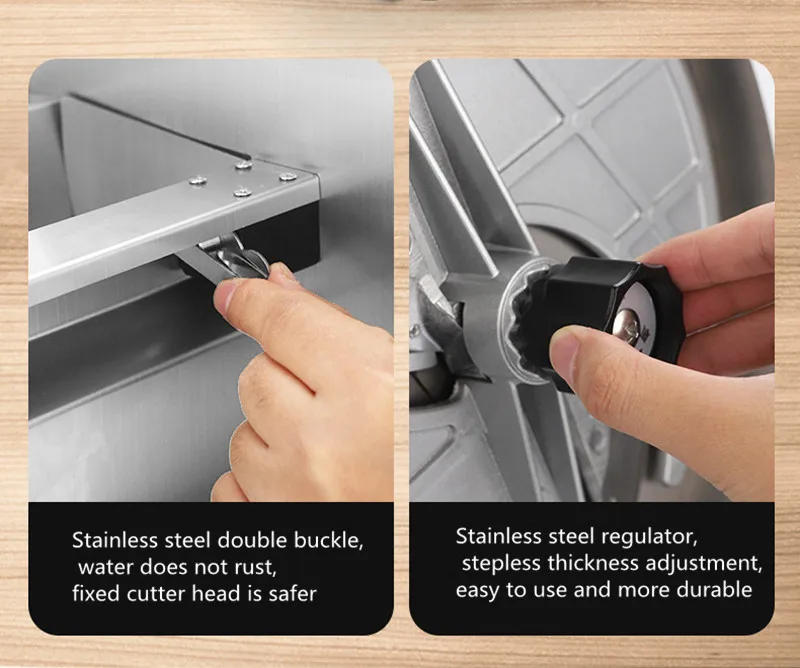 Description Picture 6 of itemManual Stainless Steel Fruit Vegetable Slicer Cheese Potato Fruit Carrot Lemon Vegetables Slicer Kitchen Cabbage Sausage Slicer