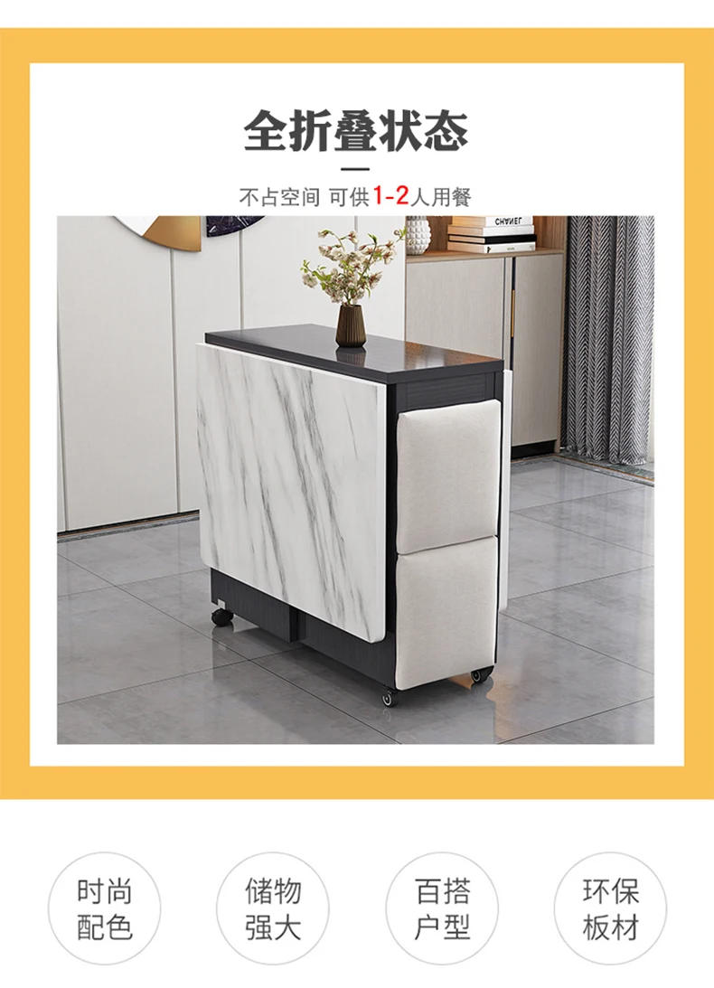 Description Picture 4 of itemFolding Dining Table Set 4 Chairs Italian Nordic Luxury Dining Table Decorate Simple Mesas Y Sillas De Comedor Kitchen Furniture