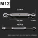 1Pc M4 M5 M6 M8 M10-M16 Stainless Steel Adjust Chain Rigging Hooks & Eye Turnbuckle Wire Rope Tension Device Line Oc Type Buckle