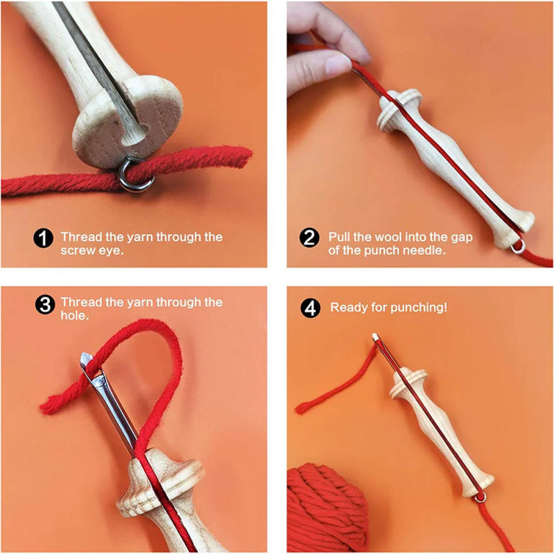 Description Picture 4 of itemEmbroidery Punch Needle Pen 8# 10# Wooden Handle Rug Punch Needles Stitching Tool for  Craft Thread and Yarn DIY Knitting Crafts