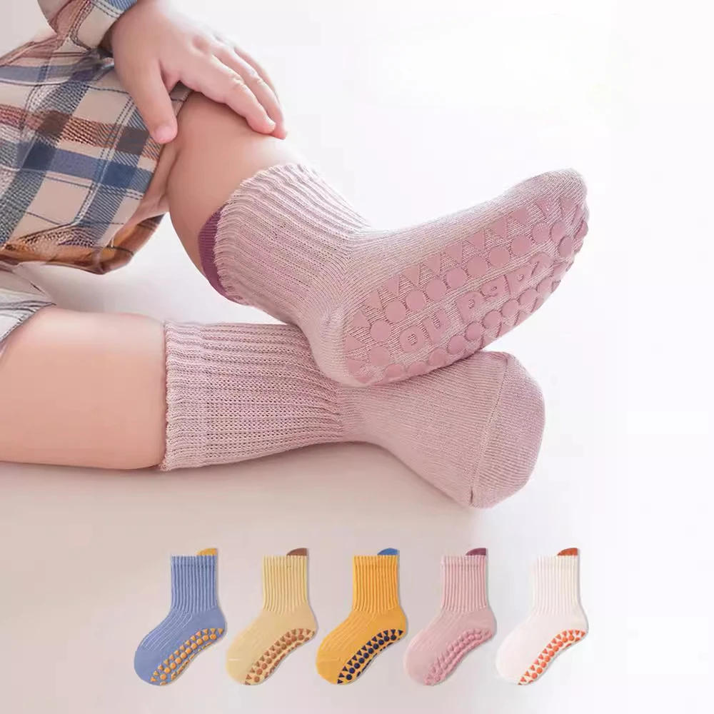 Description Picture 3 of item3Pairs/Lot Cotton Baby Anti-slip Socks For Boys Girls Low Cut Floor Kids Toddler Sock With Rubber Grips Socken For 0-6Years Kids