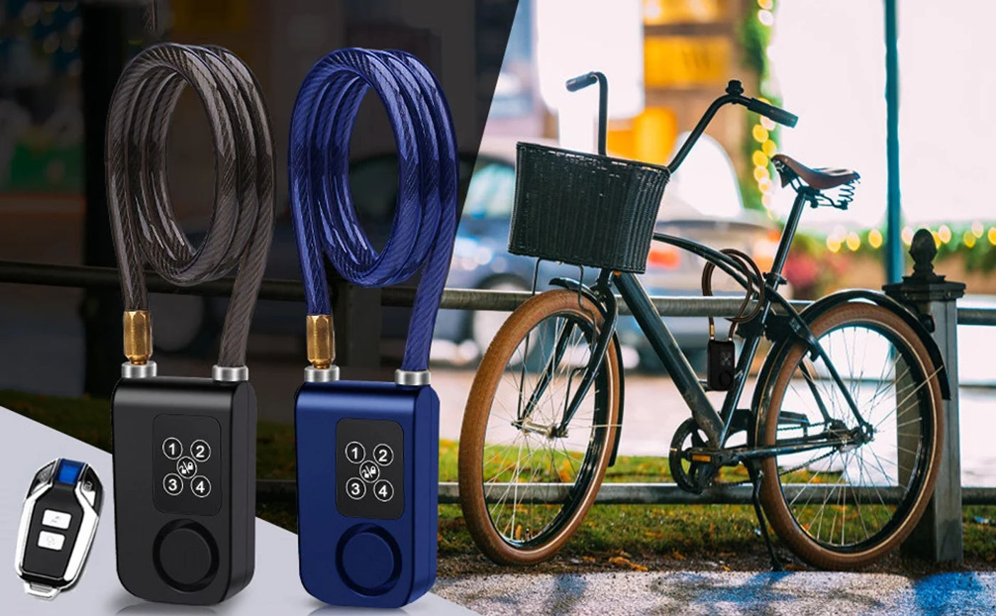 Description Picture 2 of itemBike Lock 110dB Waterproof Security Bicycle Cable Lock with Remote Control  4-Digit Password Motorcycle Burglar Alarm for Oudoor