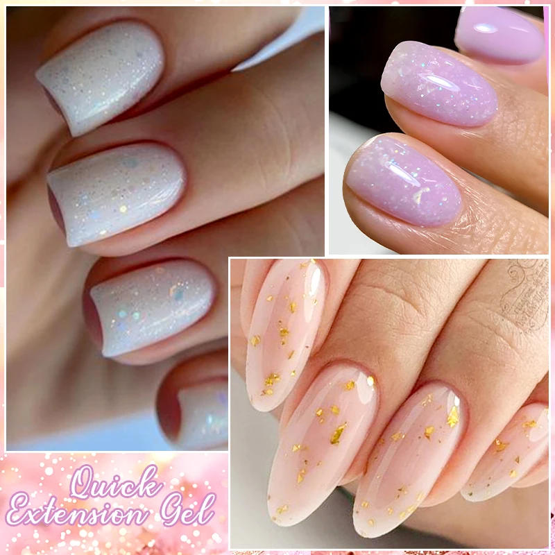 Description Picture 6 of itemMEET ACROSS 7ml Colorful Foils Quick Extension Gel Nail Polish For Nails Glitter Pink Gold Foils Nail Art Gel Varnish Manicure