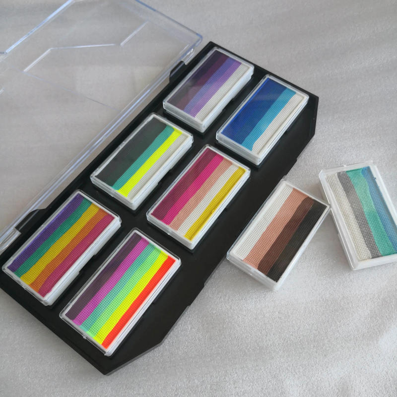 Description Picture 6 of item12 Grids Rainbow Split Cake Face Body Paint Art Painting Pigment Plastic Empty Palette Tray with Lid