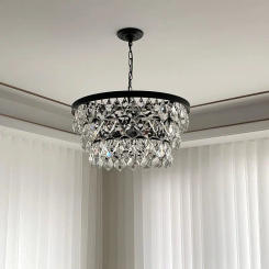 American retro crystal chandelier Living room bedroom entrance chandelier Simple and luxurious girl's room chandelier