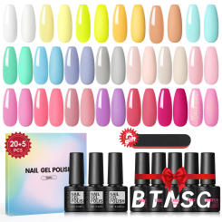 COSCELIA 20PCS Gel Nail Polish Set with 7ML Base Glossy Matte Gold Sliver Glitter Top Coat Long Lasting for Girls Nail Salon Art